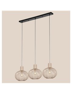 Plafonnier GILA à 3 abat-jour, 3 x E27 max. 10W, IP20, beige. Ampoules non incluses. 2