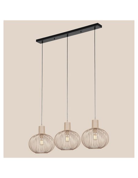 Plafonnier GILA à 3 abat-jour, 3 x E27 max. 10W, IP20, beige. Ampoules non incluses.