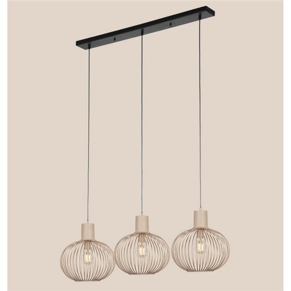 Plafonnier GILA à 3 abat-jour, 3 x E27 max. 10W, IP20, beige. Ampoules non incluses.