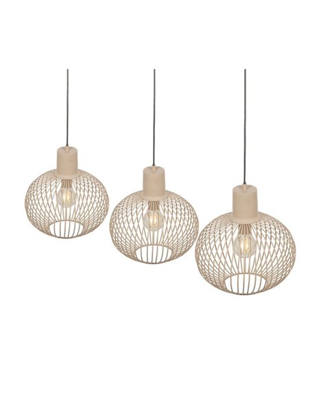 Lámpara de techo 3 pantallas rejilla GILA bombillas excl. 3x E27 max. 10W IP20 Beige