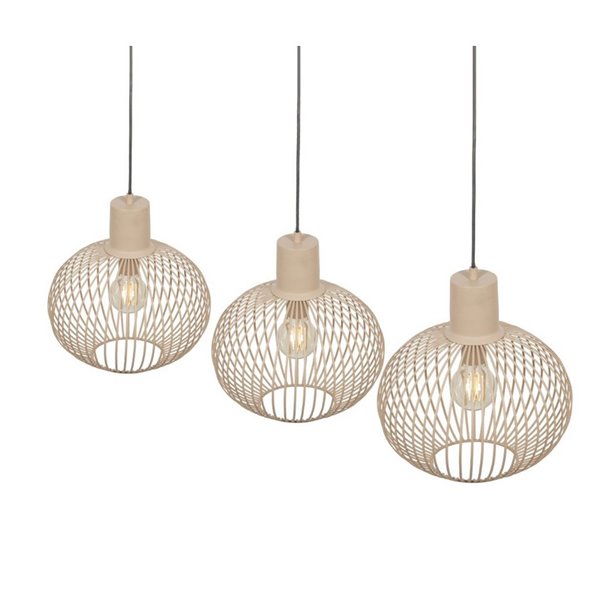 Lámpara de techo 3 pantallas rejilla GILA bombillas excl. 3x E27 max. 10W IP20 Beige