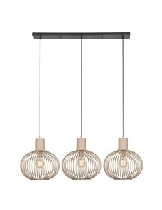 Lámpara de techo 3 pantallas rejilla GILA bombillas excl. 3x E27 max. 10W IP20 Beige