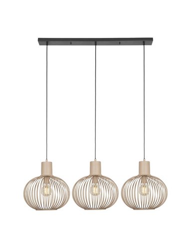 Lámpara de techo 3 pantallas rejilla GILA bombillas excl. 3x E27 max. 10W IP20 Beige