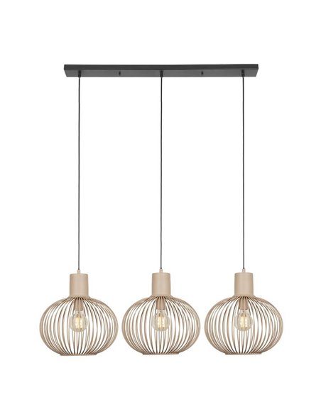 Lámpara de techo 3 pantallas rejilla GILA bombillas excl. 3x E27 max. 10W IP20 Beige