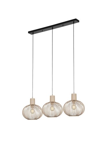 Lámpara de techo 3 pantallas rejilla GILA bombillas excl. 3x E27 max. 10W IP20 Beige