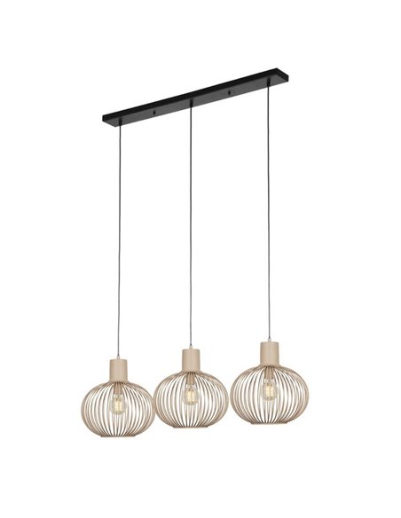 Luminária de teto GILA com 3 cúpulas, 3 soquetes E27, máx. 10W, IP20, bege. Lâmpadas não inclusas.