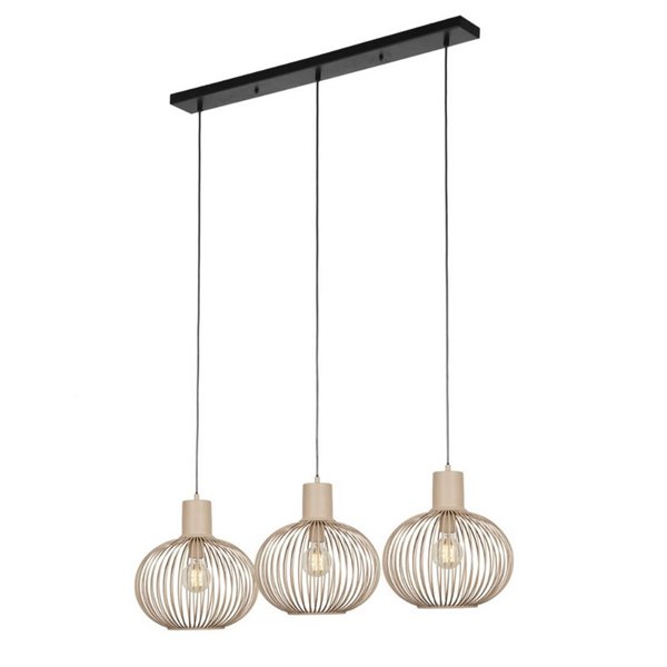 Luminária de teto GILA com 3 cúpulas, 3 soquetes E27, máx. 10W, IP20, bege. Lâmpadas não inclusas.