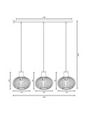 Lámpara de techo 3 pantallas rejilla GILA bombillas excl. 3x E27 max. 10W IP20 Beige