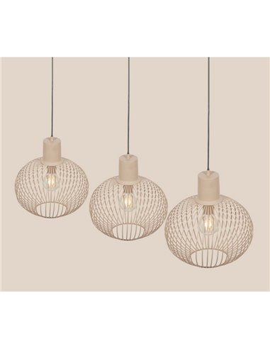 Lámpara de techo 3 pantallas rejilla GILA bombillas excl. 3x E27 max. 10W IP20 Beige