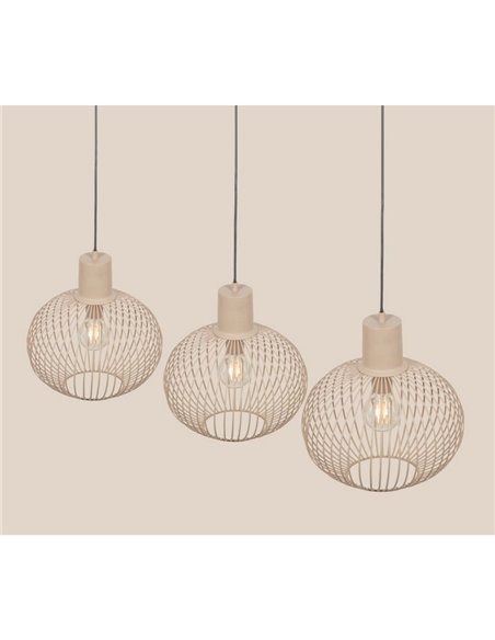 Lámpara de techo 3 pantallas rejilla GILA bombillas excl. 3x E27 max. 10W IP20 Beige