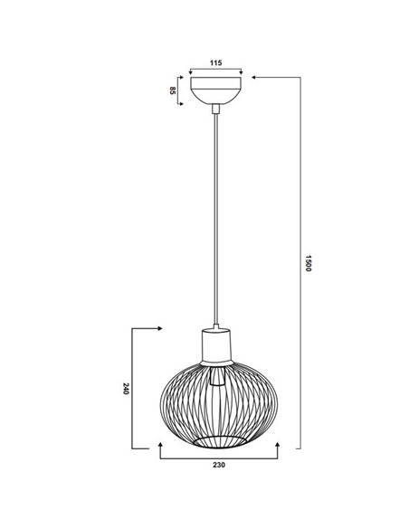 Lámpara colgante metálica Ø23cm GILA bombilla excl.1x E27 max. 10W IP20 Negro