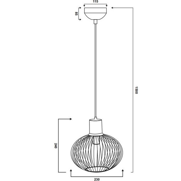 Lámpara colgante metálica Ø23cm GILA bombilla excl.1x E27 max. 10W IP20 Negro