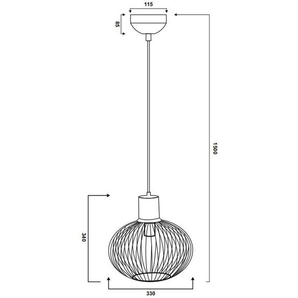 Lámpara colgante con pantalla de rejilla Ø33cm GILA bombilla excl.1x E27 max. 10W IP20 Negro