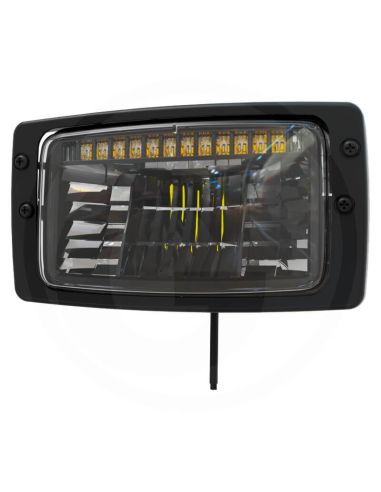 Faro LED rectangular 12/24V con luz de estacionamiento, cruce, diurna y carretera IP67/IP6K9K homologado