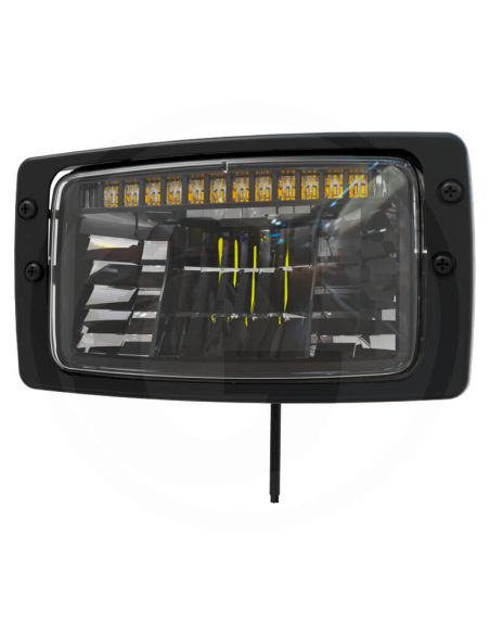 Farol retangular de LED 12/24V com luzes de estacionamento, farol baixo, luz diurna e farol alto. Classificação IP67/IP6K9K.