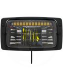 Farol retangular de LED 12/24V com luzes de estacionamento, farol baixo, luz diurna e farol alto. Classificação IP67/IP6K9K.