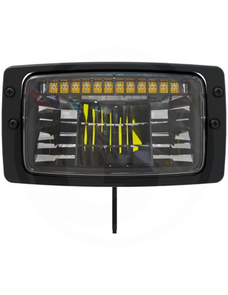 Farol retangular de LED 12/24V com luzes de estacionamento, farol baixo, luz diurna e farol alto. Classificação IP67/IP6K9K.