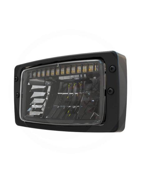 Faro LED rectangular 12/24V con luz de estacionamiento, cruce, diurna y carretera IP67/IP6K9K homologado