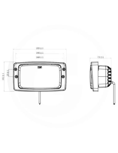 Medidas Faro LED rectangular 12/24V con luz de estacionamiento, cruce, diurna y carretera IP67/IP6K9K homologado