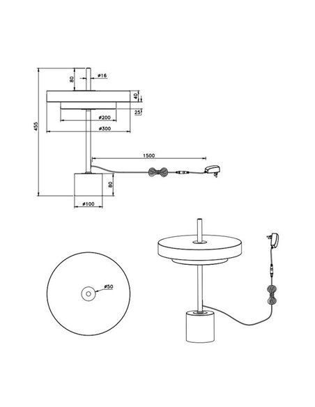 Lampe de table LED KEATON 12 W 1400 lm, intensité variable 2300 + 3000 + 4000 K, IP20, gris/bronze