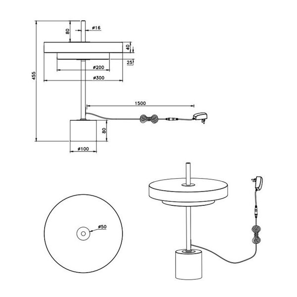 Lampe de table LED KEATON 12 W 1400 lm, intensité variable 2300 + 3000 + 4000 K, IP20, gris/bronze