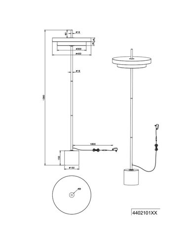 Lámpara LED de pie KEATON 21W 2400lm, regulable 2300+3000+4000K IP20 Gris/bronce