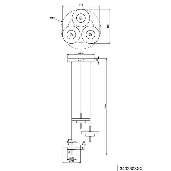 Luminária de teto KEATON 3 LED 10W 1200Lm com interruptor DIP, temperatura de cor 2300+3000+4000K, cinza/bronze