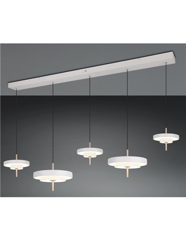 Luminária de teto LED KEATON com 5 lâmpadas, 50W, 5900 lúmens, chave DIP, temperatura de cor 2300+3000+4000K, cinza/bronze.