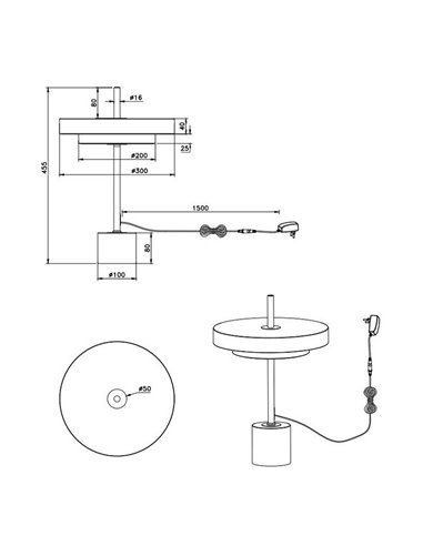 Lampe de table LED KEATON 12 W 1400 lm, intensité variable 2300 + 3000 + 4000 K, IP20, noir/or