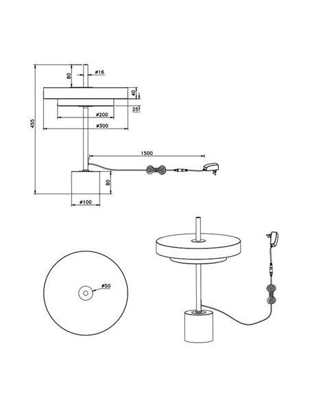 Lampe de table LED KEATON 12 W 1400 lm, intensité variable 2300 + 3000 + 4000 K, IP20, noir/or