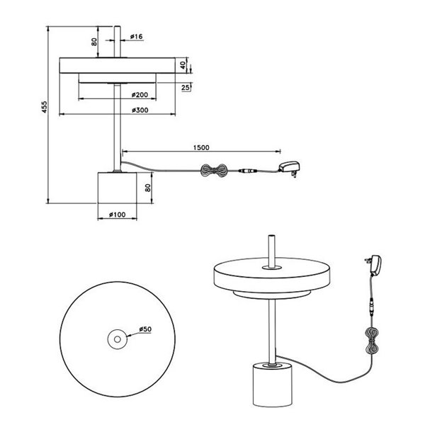 Lampe de table LED KEATON 12 W 1400 lm, intensité variable 2300 + 3000 + 4000 K, IP20, noir/or