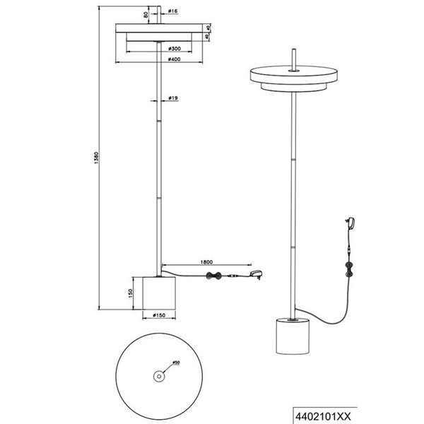 Lámpara LED de pie KEATON 21W 2400lm, regulable 2300+3000+4000K IP20 Negro/dorado