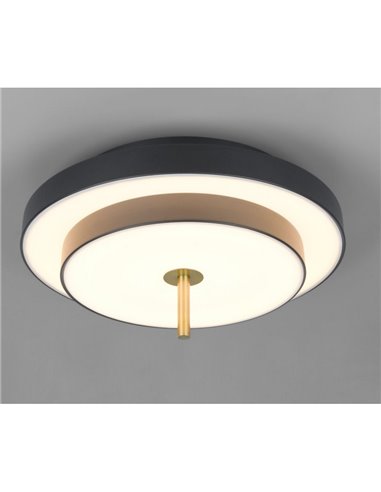 Luminária de teto LED KEATON 34,5W 4000lm com interruptor DIP, 2300+3000+4000K, preta/dourada