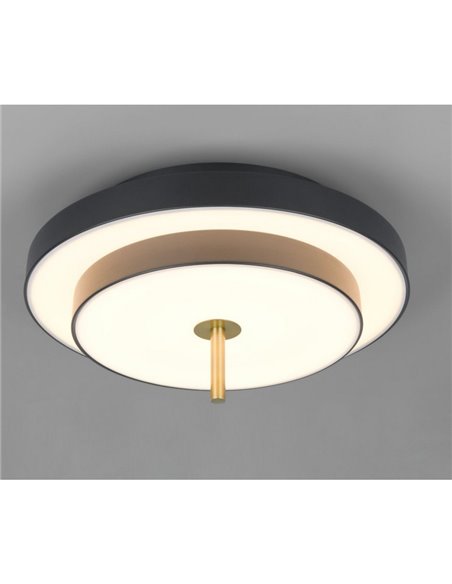 Luminária de teto LED KEATON 34,5W 4000lm com interruptor DIP, 2300+3000+4000K, preta/dourada