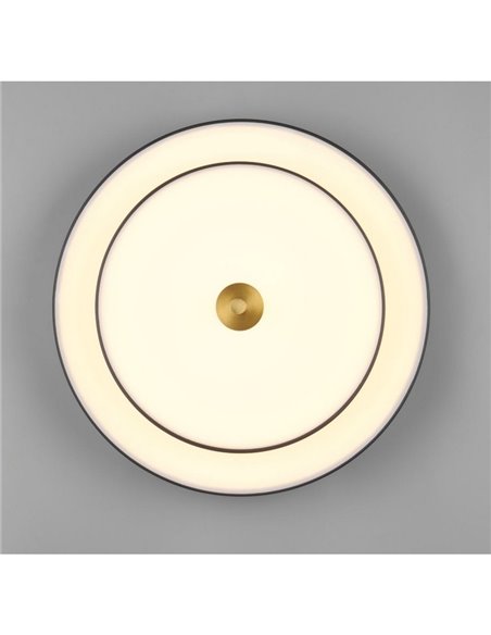 Luminária de teto LED KEATON 34,5W 4000lm com interruptor DIP, 2300+3000+4000K, preta/dourada