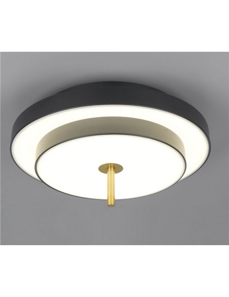 Luminária de teto LED KEATON 34,5W 4000lm com interruptor DIP, 2300+3000+4000K, preta/dourada