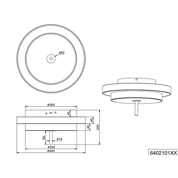 Luminária de teto LED KEATON 34,5W 4000lm com interruptor DIP, 2300+3000+4000K, preta/dourada