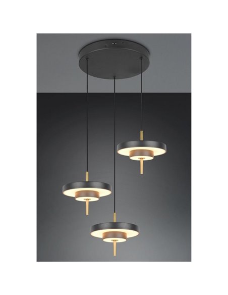 Plafonnier LED KEATON 3 LED 10W 1200lm avec interrupteur DIP 2300+3000+4000K Noir/Or