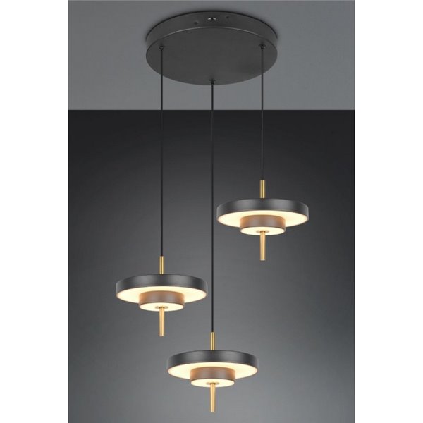 Luminária de teto LED KEATON 3, 10W, 1200lm, com interruptor DIP, 2300+3000+4000K, preta/dourada.