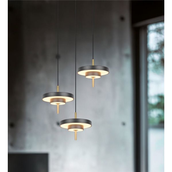 Plafonnier LED KEATON 3 LED 10W 1200lm avec interrupteur DIP 2300+3000+4000K Noir/Or