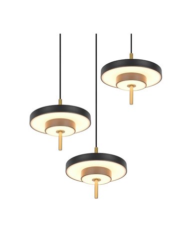 Luminária de teto LED KEATON 3, 10W, 1200lm, com interruptor DIP, 2300+3000+4000K, preta/dourada.