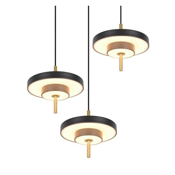 Plafonnier LED KEATON 3 LED 10W 1200lm avec interrupteur DIP 2300+3000+4000K Noir/Or