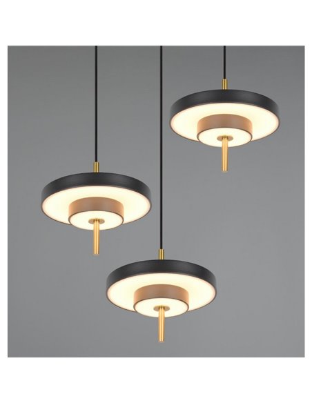 Luminária de teto LED KEATON 3, 10W, 1200lm, com interruptor DIP, 2300+3000+4000K, preta/dourada.