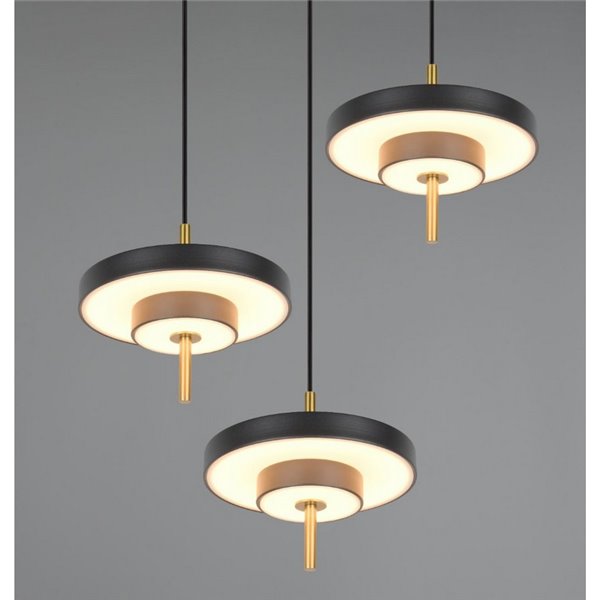 Plafonnier LED KEATON 3 LED 10W 1200lm avec interrupteur DIP 2300+3000+4000K Noir/Or