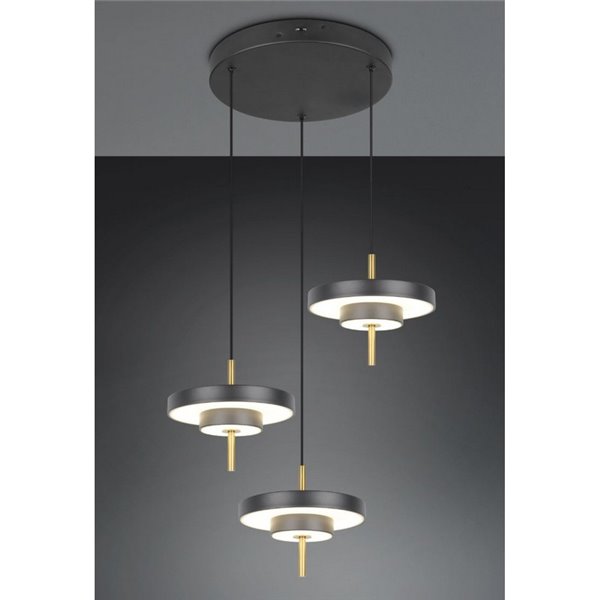 Plafonnier LED KEATON 3 LED 10W 1200lm avec interrupteur DIP 2300+3000+4000K Noir/Or