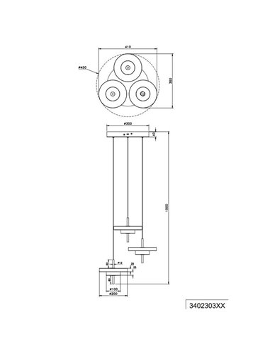 Luminária de teto LED KEATON 3, 10W, 1200lm, com interruptor DIP, 2300+3000+4000K, preta/dourada.