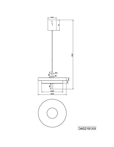 Lámpara de techo LED KEATON Ø40cm 10W 1200Lm DIP SWITCH 2300+3000+4000K Negro/dorado