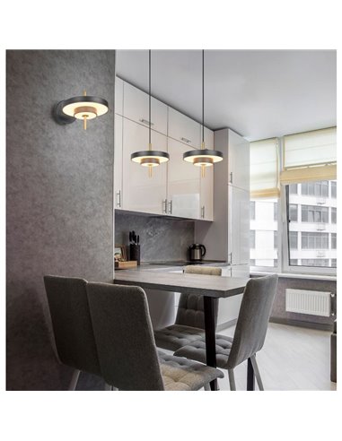 Plafonnier LED KEATON Ø40cm 10W 1200lm Interrupteur DIP 2300+3000+4000K Noir/Or