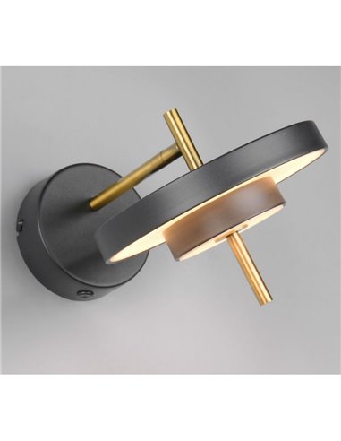 Aplique de pared KEATON LED orientable 10W 1200lm, 2300+3000+4000K Negro/dorado