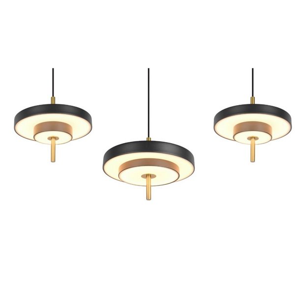 Plafonnier LED KEATON 5 lampes 50W 5900lm Interrupteur DIP 2300+3000+4000K Noir/Or